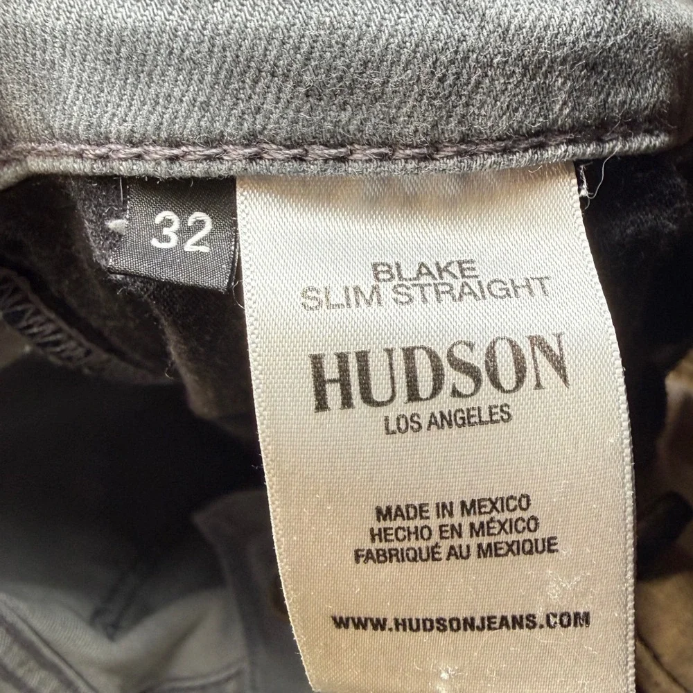 Hudson Blake Slim Straight Grey Jeans Mens 32‎ Grey Wash Denim Pants